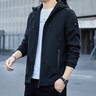 皮爾卡丹（pierre cardin）夾克男外套2022春季新款衣服男裝休閑百搭外衣連帽褂子韓版修身潮 1801黑色 XL 曬單實(shí)拍圖
