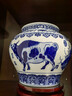 傲世景德鎮陶瓷器新中式青花瓷工藝品禮物客廳擺件玄關(guān)書(shū)房辦公室擺設 青花五牛圖罐+底座+證書(shū) 曬單實(shí)拍圖