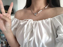 LPOX泡泡袖襯衫一字肩上衣女夏2025新款甜美短收腰小眾設(shè)計(jì)感襯衫女款 白色 M _95-105斤 曬單實(shí)拍圖