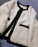 betu百圖女裝2022秋冬新款短外套圓領(lǐng)拼色設計外套復古時(shí)尚短外套女2210T88 米白 XS 曬單實(shí)拍圖