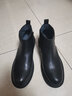 羚步 切爾西男靴英倫風(fēng)真皮馬丁靴男靴子中幫秋冬季休閑韓版短靴潮皮靴高幫皮鞋 黑色（加絨款） 40 曬單實(shí)拍圖