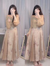TAOROUSI連衣裙女夏季新款衣服新中式國風(fēng)女裝小個子感氣質(zhì)套裝裙子 藕色 M 曬單實拍圖