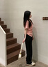 法詩慕（FASHIMU）高腰垂墜感闊腿褲子女裝寬松休閑西裝褲2024春秋夏季新款窄版2016 黑色松緊腰常規(guī) M 建議96-108斤 曬單實拍圖
