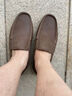 名郎（MELLEN）男鞋新款真皮舒適懶人鞋耐磨防滑一腳蹬休閑樂(lè )福鞋男時(shí)尚男鞋厚底 棕色 40 曬單實(shí)拍圖
