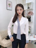 安依蓮職業(yè)裝女裝套裝格子外套小西裝女秋冬韓版修身氣質(zhì)西裝職業(yè)收腰西服套裝工作服 藍色西裝+1966褲子+9966短+8962黑襯衫 L 曬單實拍圖