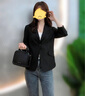 亞麻小西裝外套女2025春秋新款氣質(zhì)修身顯瘦職業(yè)西服七分袖薄外套 藍(lán)色 M 曬單實(shí)拍圖