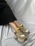 達芙妮（DAPHNE）老爹鞋女2025夏季新款系帶學(xué)生厚底增高休閑鞋女輕便運動(dòng)鞋女 灰藍色 37 曬單實(shí)拍圖