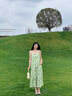 茵曼（INMAN）薄荷曼波法式碎花吊帶連衣裙套裝2025春秋季女裝新品氣質(zhì)長(cháng) 青綠 S 曬單實(shí)拍圖