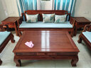 安邸紅木家具非洲花梨（學(xué)名：刺猬紫檀）實(shí)木沙發(fā)  新中式沙發(fā) 中小戶(hù)型客廳沙發(fā)組合 好運來(lái)沙發(fā) 6件套（113人位+大茶幾+2邊幾） 曬單實(shí)拍圖