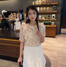 羅蒙（ROMON）2025年夏季新款圓領(lǐng)碎花雪紡襯衫女夏荷葉邊小眾短袖襯衫女士上衣 花色 L -105-115斤 曬單實(shí)拍圖