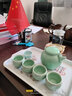 甌江（OUJIANG） 龍泉青瓷茶具套裝 5頭玲瓏提梁壺茶杯組合 陶瓷功夫茶具整套禮品送禮 梅子青 曬單實(shí)拍圖