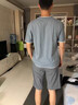 羅蒙（ROMON）圓領(lǐng)短袖t恤男士夏季短袖男打底衫條紋半袖寬袖休閑上衣服男裝 1802咖色 XL (約135-150斤可穿) 曬單實拍圖