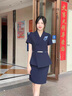 五沃短袖職業(yè)裝女裝套裝氣質(zhì)4s珠寶金酒店前臺(tái)經(jīng)理美容院接待銷售工服 藍(lán)色西裝+短裙 L 曬單實(shí)拍圖