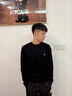 萊克斯頓男裝春季新款圓領(lǐng)刺繡針織衫男修身純色打底衫毛衣男 純黑色 S 曬單實(shí)拍圖