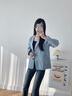 子牧棉麻秋裝 女文藝百搭小西裝外套薄款休閑長(zhǎng)袖西服開(kāi)衫上衣6003 淺藍(lán)色 M (建議95-115斤) 曬單實(shí)拍圖