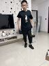 GENIOLAMODEt恤男士純棉潮牌時尚圓領(lǐng)短袖男生簡約百搭夏天衣服潮 黑色 XL 曬單實拍圖