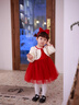 優(yōu)奇女童連衣裙春秋裝紅色裙子嬰兒一周歲女寶寶抓周宴兒童洋氣公主裙 紅色繡連衣裙+發(fā)帶 100 曬單實(shí)拍圖