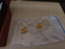 百泰首飾（BATAR JEWELLERY）生日禮物黃金耳釘女足金耳飾金耳鉤耳環(huán)5G菱形線雕耳墜長(zhǎng)款 2.28g 曬單實(shí)拍圖