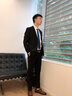 杉杉英倫西裝男套裝修身小西裝商務(wù)職業(yè)正裝伴裝新郎結婚禮服休閑西服 黑色雙扣【西裝+西褲】 M 【建議115斤以?xún)取?曬單實(shí)拍圖