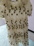 闊色（kuose）綠色天絲刺繡肌理感連衣裙女夏季新款碎花荷葉邊娃娃裙 花色 M 曬單實拍圖