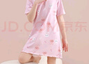 浪莎兒童睡衣女童睡裙夏季薄款萌趣小兔睡衣中大童家居服裙子 粉色140 曬單實(shí)拍圖