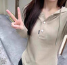 萬欣兒衛(wèi)衣春秋季新款女裝韓版連帽時尚打底t恤長款長袖女 卡其色 M 建議90-105斤 曬單實(shí)拍圖