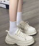 FILA 斐樂官方LAVA女鞋夏季帆布鞋休閑鞋板鞋小白鞋運動鞋黑色鞋子 奶白-AGD 36.5 曬單實拍圖