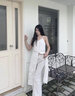 ELLE2025春季新款提花氣質(zhì)吊帶連衣裙女設(shè)計(jì)感度假風(fēng)小眾純棉裙子 白色 L 曬單實(shí)拍圖