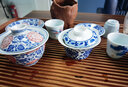 盛天下 盛天下景德鎮(zhèn)青花瓷蓋碗陶瓷釉下彩茶碗三才杯普洱泡茶主人杯功夫茶具茶杯 青花瓷蓋碗-釉里紅纏枝蓮 曬單實(shí)拍圖