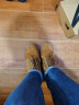MONACWE马丁靴男士韩版中帮短靴子工装雪地棉鞋加绒复古英伦二层猪皮靴潮 驼色 40 实拍图