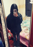 曼迪尚棉衣男冬季美式復古寬松小貓暗影印花情侶款加厚面包棉服ins潮牌 黑色 XL 曬單實(shí)拍圖