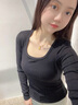 妙奕嘉長(cháng)袖t恤女士白色打底衫內搭2025新款緊身衣服女裝黑色上衣女正肩 坑條U領(lǐng)高級T恤衫【黑色】 2XL 【建議115-130斤】 曬單實(shí)拍圖