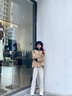 艾萊依短款羽絨服女士新款冬季時尚拼接針織翻領(lǐng)軟糯外套運動短裝 松果棕 S 155【建議80-110斤】 曬單實拍圖