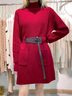 皮爾卡丹（pierre cardin）2023秋冬新款中長(cháng)款毛衣裙女紅色時(shí)尚針織連衣裙設計打底裙子 紅色 (收藏加購song腰帶) M 曬單實(shí)拍圖