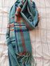 上海故事山羊絨女士格形小圍巾韓版圍脖秋冬季保暖送人 ZSS22WJ20 綠桔格 曬單實(shí)拍圖