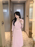 AD正式場(chǎng)合連衣裙女氣質(zhì)時(shí)尚西服裙子OL通勤輕奢職業(yè)裝夏季 七分袖粉色連衣裙 S 曬單實(shí)拍圖