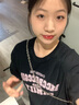 嬌茹妮國潮100%純棉字母印花寬松短袖t恤女百搭oversize情侶體恤打底衫 黑色（100%純棉重磅不起球） XL 曬單實拍圖