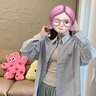 妙奕嘉條紋襯衫女襯衣女士休閑打底衫洋氣款秋冬2024新款通勤風(fēng)長袖外套 蝴蝶刺繡灰色豎條紋襯衣 L 【建議100-115斤】 曬單實拍圖