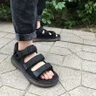 Walker Shop涼鞋男士新款夏季簡約休閑運動開車外穿沙灘鞋男士氣墊鞋涼拖鞋 黑色A款 40 曬單實拍圖