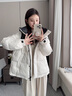 LAGOGO【三防】黑白撞色連帽羽絨服女拉谷谷2024年冬季新款外套 白黑 M 曬單實(shí)拍圖