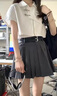 鹿依檸連衣裙女夏季2024新款女裝韓系設(shè)計(jì)感減齡學(xué)院風(fēng)小個(gè)子學(xué)生套裝裙 米白上衣+黑灰短裙 M 曬單實(shí)拍圖
