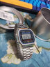 卡西歐（CASIO）簡(jiǎn)約休閑復古金屬小金表方塊防水學(xué)生A159W A158 A168WGG 電子表 A-168W-1 曬單實(shí)拍圖