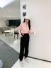 俞兆林休閑褲女裝新款2024年秋冬裝束腳衛(wèi)褲小個子寬松直筒運動長褲子女 卡其色款 加絨 M （建議95-105斤） 曬單實拍圖