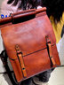 慢時(shí)光（mantime）復古風(fēng)頭層植鞣牛皮背包男女款休閑真皮雙肩包學(xué)生書(shū)包青年旅行包 淺棕色 曬單實(shí)拍圖