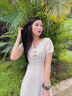 瑞秋兒連衣裙女夏季新款衣服溫柔風(fēng)女裝收腰顯瘦法式茶歇初戀仙女裙子 杏色 M 曬單實(shí)拍圖