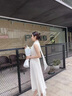 YXHK原創(chuàng)夏無袖女裝春夏新款溫柔仙女裙白色法式連衣裙女收腰掛脖長裙 白色 S 曬單實拍圖