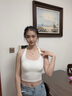 如鉆吊帶背心女帶胸墊綁帶性感美背內搭露臍春夏季百搭棉無(wú)袖打底上衣 白色 M 曬單實(shí)拍圖