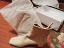 迪芙斯女靴冬季新款短靴女网红瘦瘦靴方头粗跟英伦女靴子DF34116704 米白色（主推款短靴） 35 实拍图