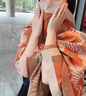 CHANEELR & KARITH多功能披肩女出游雙面圍巾秋冬斑馬紋披風(fēng)生日小眾禮物送女友老婆 橙色 曬單實(shí)拍圖
