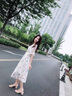 RUIQIUER雪紡連衣裙女新款收腰顯瘦溫柔時尚氣質甜美仙女碎花長裙子夏天 白色 2XL 曬單實拍圖